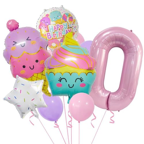 Huamengyuan Party-Deko Luftballons Geburtstag Happy Birthday Ballon Sommer Ice Cream Themenorientierte Geburtstags Dekoration Ballons für Kindergeburtstag Deko, Typ 10 von Huamengyuan