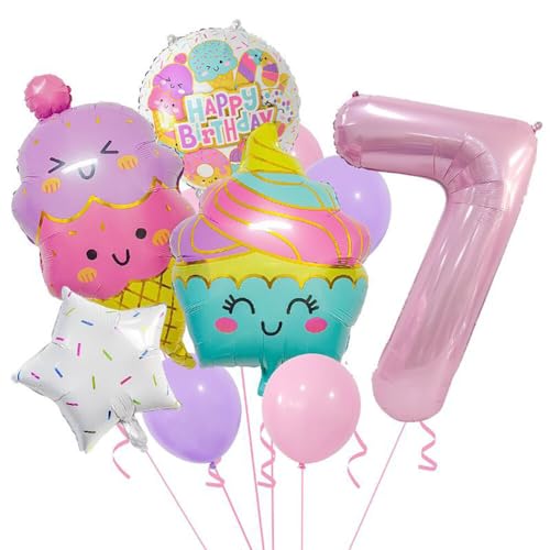 Huamengyuan Party-Deko Luftballons Geburtstag Happy Birthday Ballon Sommer Ice Cream Themenorientierte Geburtstags Dekoration Ballons für Kindergeburtstag Deko, Typ 7 von Huamengyuan