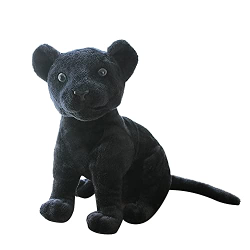 Huamengyuan Plüschtier Stofftier Plüsch Weiche Kuscheltier Schwarzer Panther Sitzen Panther Leopard Realistische Schwarzer Panther Kuscheltier Leopard Gefüllte Spielzeug für Kinder Panther, 27 cm von Huamengyuan