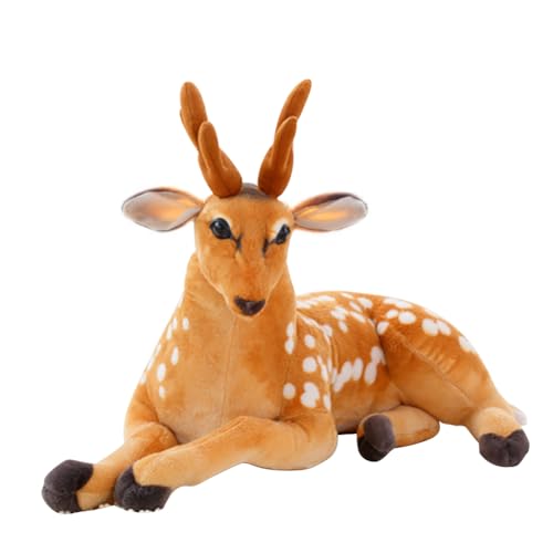 Huamengyuan Plüschtier Stofftier Plüsch Weiche Rehkitz rehbraun Kuscheltier Elch Rehe Hirsche Braun Realistische Sikahirsch Kuscheltier Geschenk Plüschkissen für Kinder Jungen Mädchen 30 cm von Huamengyuan