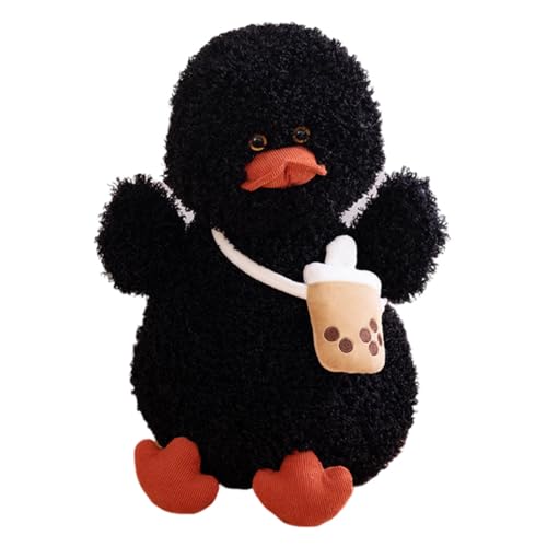 Huamengyuan Spielzeug Cartoon Tierpuppen Puppe Plüschpuppe Kuscheltiere Ente Kostüm Plüschtier Weihnachten Niedliche Kleidung mit Kopfbedeckung Geburtstagsgeschenke für Familie Schwarz, 25 cm von Huamengyuan