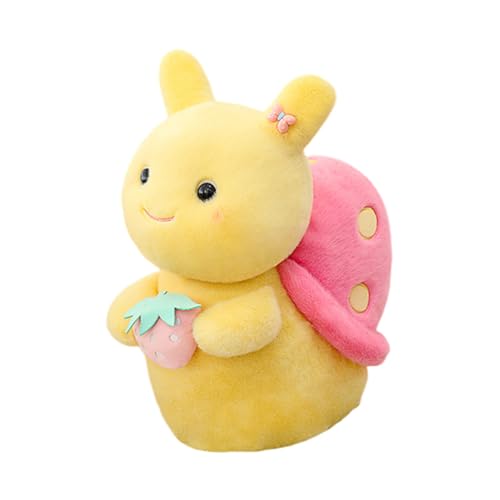 Huamengyuan Spielzeug Cartoon Tierpuppen Puppe Plüschpuppe Kuscheltiere Kleine Schnecke die Erdbeer Plüschtier umarmt Dekofigur Gartendeko Deko Wohnzimmer Frühlingsdeko Ostern Pfirsich, 35 cm von Huamengyuan