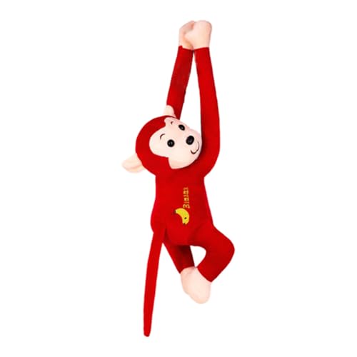 Huamengyuan Spielzeug Cartoon Tierpuppen Puppe Plüschpuppe Kuscheltiere Kuscheltier Hanging Monkey Orang Utan Plüsch AFFE AFFE mit Langen Armen zum Aufhängen Vorhanghaken Rot, 65 cm von Huamengyuan