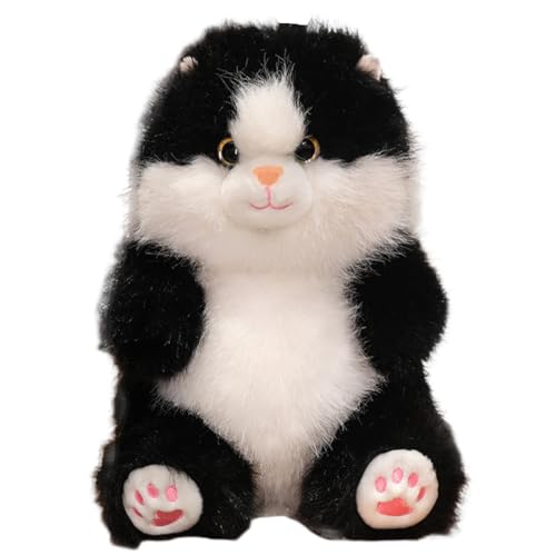 Huamengyuan Spielzeug Cartoon Tierpuppen Puppe Plüschpuppe Kuscheltiere Kuscheltier Kuscheltier Katze Umarmungskissen Süßes Stofftier mit Kunststoffaugen Kinder Mädchen Plüschtier Schwarz, 32 cm von Huamengyuan