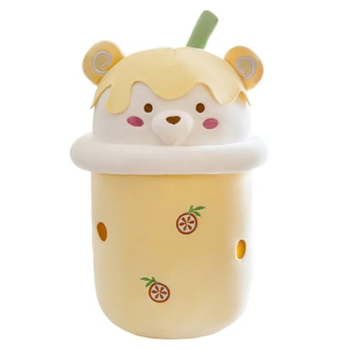 Huamengyuan Spielzeug Cartoon Tierpuppen Puppe Tea Kuscheltier Plüschtier Kissen Plüsch Weiches Soft Puppe Kinderspielzeug Erwachsene Hautfreundliches Bequemes Kuschelkissen Geburtstag Gelb, 25 cm von Huamengyuan