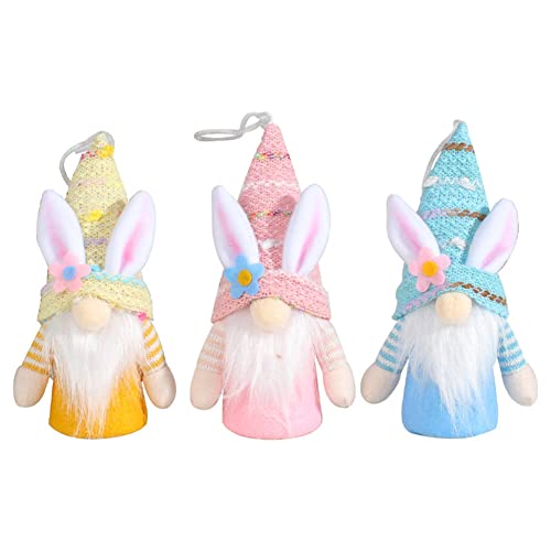 Huamengyuan Weihnachten GNOME Ostern Deko Wichtel Handgemachte Plüsch Osterhasen Zwerg mit LED Licht Osterhasen Puppen für Osterdekoration Frühling Osterhase Wichtel Dekor Urlaub Dekoration 3 STÜCKE von Huamengyuan