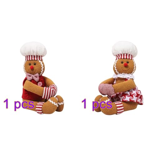 Huamengyuan Weihnachtsdekoration Christmas Plush Gingerbread Weihnachts Lebkuchenmann Plüschtier Spielzeug weinflaschenhülle Wein Flaschenhülle Festliches Getränk Zubehör für Weihnachtsfeiern von Huamengyuan