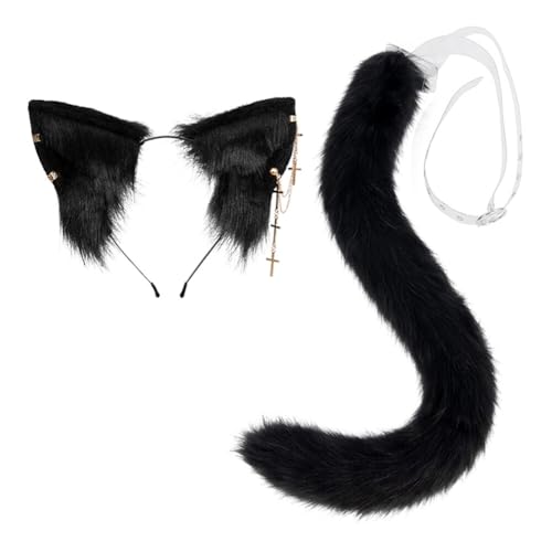 Huamengyuan cosplay anime kinder Haarreif Katzeohren Anime Katze Cosplay für Kinder Erwachsene Kopf Zubehör Kawaii Haarband Stirnband und falscher Schwanz von Huamengyuan