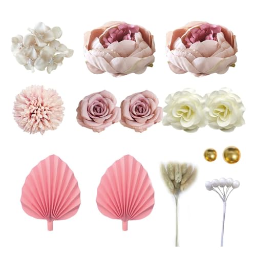 Huamengyuan schilder flaggen Happy Birthday Stück Boho Tortendeko Dekoration Blumen Golden Kugeln Hochzeit Cupcake Topper DIY Geburtstag Babyparty Braut Cake Decoration für böhmische Hochzeit von Huamengyuan