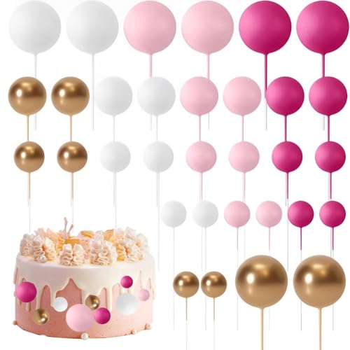 Huamengyuan schilder flaggen Happy Birthday tortenaufsatz 32 Stück Tortendeko Kugeln Cake Topper Mini-Ballons Tortenaufleger für Hochzeit Party Baby Dusche Geburtstag Torte Dekorieren von Huamengyuan