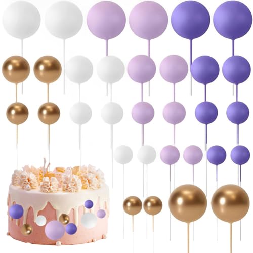 Huamengyuan schilder flaggen Happy Birthday tortenaufsatz 32 Stück Tortendeko Kugeln Cake Topper Mini-Ballons Tortenaufleger für Hochzeit Party Baby Dusche Geburtstag Torte Dekorieren von Huamengyuan