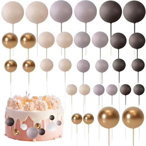 Huamengyuan schilder flaggen Happy Birthday tortenaufsatz 32 Stück Tortendeko Kugeln Cake Topper Mini-Ballons Tortenaufleger für Hochzeit Party Baby Dusche Geburtstag Torte Dekorieren von Huamengyuan