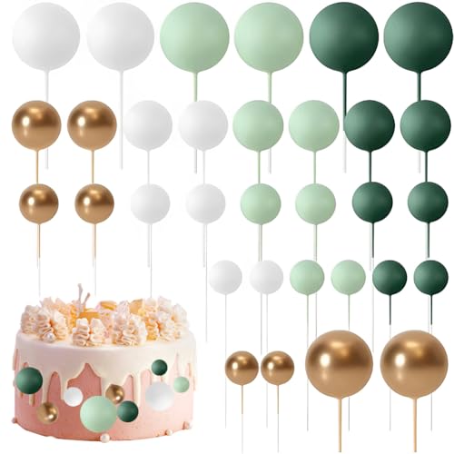 Huamengyuan schilder flaggen Happy Birthday tortenaufsatz 32 Stück Tortendeko Kugeln Cake Topper Mini-Ballons Tortenaufleger für Hochzeit Party Baby Dusche Geburtstag Torte Dekorieren von Huamengyuan