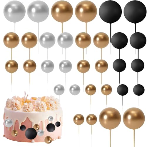 Huamengyuan schilder flaggen Happy Birthday tortenaufsatz 32 Stück Tortendeko Kugeln Cake Topper Mini-Ballons Tortenaufleger für Hochzeit Party Baby Dusche Geburtstag Torte Dekorieren von Huamengyuan