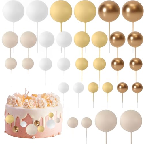 Huamengyuan schilder flaggen Happy Birthday tortenaufsatz 32 Stück Tortendeko Kugeln Cake Topper Mini-Ballons Tortenaufleger für Hochzeit Party Baby Dusche Geburtstag Torte Dekorieren von Huamengyuan