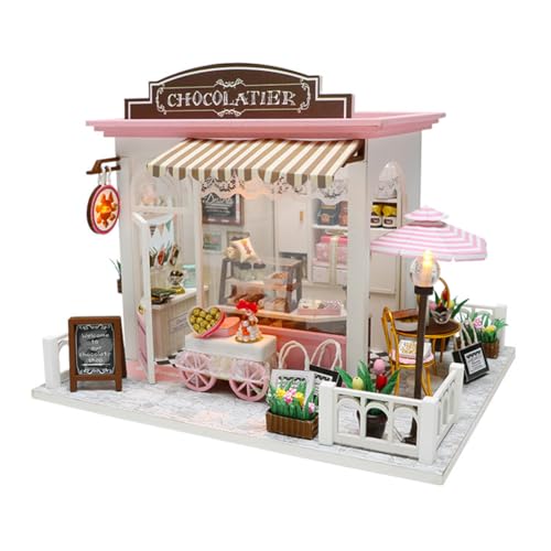 Miniatur Puppenhaus Bausatz für Erwachsene & Kinder DIY 3D Modell Kit, Kreatives Puzzle Set, Basteln Einzigartiger Miniatur Café Bausatz von Huamengyuan