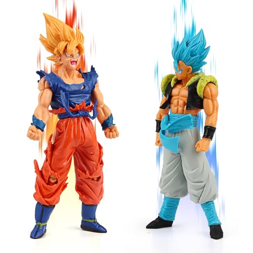 2 Stücke Go-ku Figuren 18cm Go-ku Anime Figur Statue, Super Saiyajin Actionfiguren, Super Blue Go-ku Anime-Spielzeugfigur Sammlerstück-Figur, Desktop Dekorationen für Kinder Geburtstag Geschenk von Huanmin