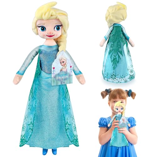 El-sa Kuscheltier, Eiskönigin Puppe 40cm Fro-zen Kuscheltier, Prinzessin Plüschtier, ELSA Stoffpuppe Cartoon GefüLlte Puppe, Kuscheltier Plüschfigur für Kinderpartygeschenke Geburtstag Geschenke von Huanmin