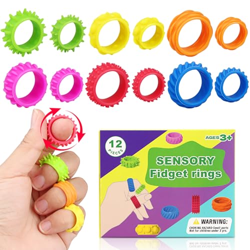 Fidget Ringe Sensorisches12 Stück Stressring Finger, Adhs Ring, Massageringe für Finger Akupressurring, Fidget Ring Toys für Kinder Erwachsene, Sensorik Autismus für Spielzeug für Stress Abbauen Fidget Ringe Sensorisches12 Stück Stressring Finger, Adhs Ring, Massageringe für Finger Akupressurring, Fidget Ring Toys für Kinder Erwachsene, Sensorik Autismus für Spielzeug für Stress Abbauen von Huanmin