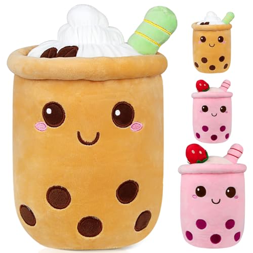 Huanmin Bubble Tea Kuscheltier, Bubble Tea Plüschtier, Teetasse Kissen Kinderspielzeug, Boba Kuscheltier Plüschpuppen, Bubble Tea Kissen, Cartoon Plüschpuppen, Milk Tea Cup Kuscheltier(Braun, 50cm) von Huanmin