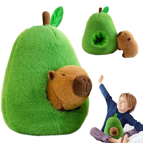 Huanmin Capybara Plüschtier 35cm Avocado Capy-bara Kuscheltier Groß, Abnehmbar Ca-py-bara Stofftier Avocado Puppen für Jungen Mädchen Kinder Geburtstags Geschenke Capybara Plüschfigur von Huanmin