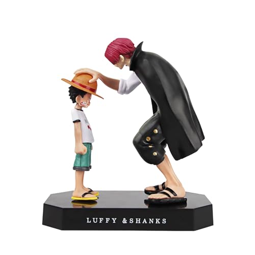 Huanmin One Piece PVC Luffy & Shankers, Anime-Figur PVC Ornament, One Piece Anime Figur Luffy & Shanks, One Piece Theme Anime Model, Anime Figur Deko Sammlerstück, Desktop Dekoration Figurine von Huanmin