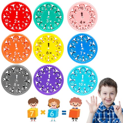 Huanmin Mathe Fidgets Spinners, Mathe Fakten Spinner, 9 Stücks Spinners for Math Games, Lernspielzeug Math Fidget Spinners Games for Boys and Girls (Multiplication & Division) von Huanmin