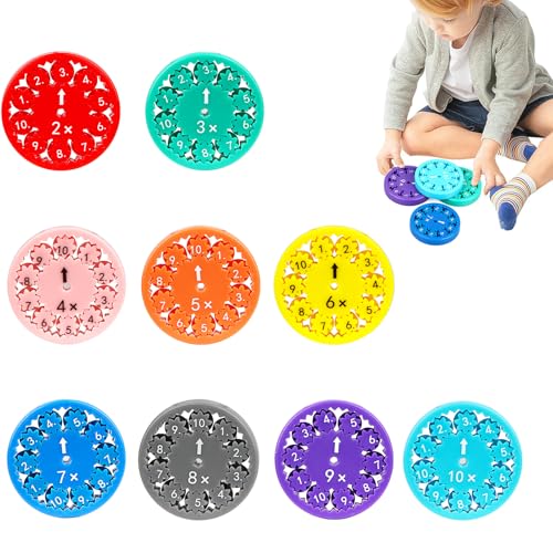 Huanmin Mathe Fidgets Spinners, Mathe Fakten Spinner, 9 Stücks Spinners for Math Games, Lernspielzeug Math Fidget Spinners Games for Boys and Girls (Multiplication & Division) von Huanmin