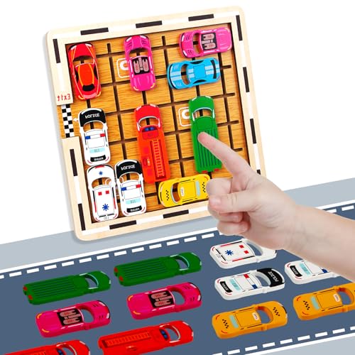 Rush Hour Spiel, Auto Spielzeug Stauspiel Logikspiel mit 120 Levels, Denken Logik Puzzle Spiele ab 3 4 5 6 7 8 Jahren, Brettspiele Kinderspielzeug Familienspiel Reisespiel für Jungen Mädchen von Huanmin