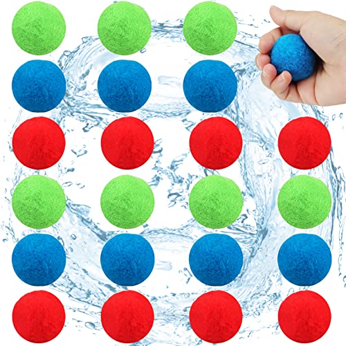 Wasserbomben Set Splash Bälle, 45PCS Wiederverwendbare Wasserballons Bomben,Ball für Kinder ein Spiel für Wasserspaß,Schwamm Ball Plüschbälle Wasser Waterbomb (blau &grün&rot) von Huanmin