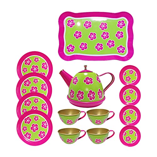Huaqgu 14er Pack Teeparty Set Für Kleine Mädchen So Tun Sie Eine Teekanne Küchenutensilien Küchenspielzeug Geschenk Für Kleinkinder Alter Von 3 Jahren Und Teeservice Aus Metall Zubehör von Huaqgu