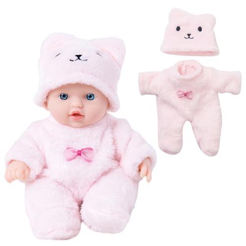 Huaqgu 8-Zoll Babypuppen Lebensechte Wiedergeborene Puppen Spielzeug Geburtstagsgeschenk Realistischer Und Weich Berührender Säugling Mit Plüschbären Overall Realistische Puppen von Huaqgu