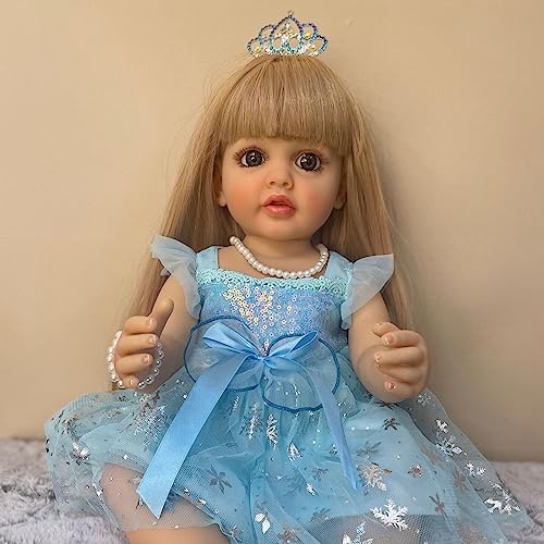 Huaqgu Reborns Prinzessin Mädchen Für Baby 21'' Reborns Mit Vollem Silikonkörper Simulation Echtes Eltern Pflegendes Handgemachtes Weiches Silikon Prinzessin Spielzeug von Huaqgu