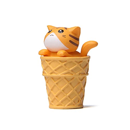 Huaqgu Tierfiguren Eiscreme Katzen Statue Miniatur Skulpturen Heimdekorationen Ideal Für Zimmer Tisch Schreibtisch Figuren Spielzeug Lustige Tierkatzen Heimdekorationen Ornamente Statuen von Huaqgu