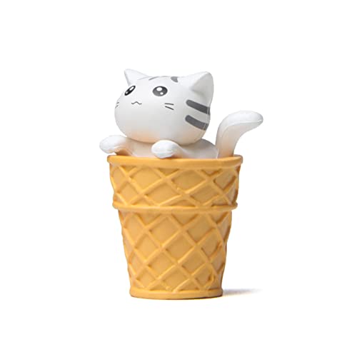 Huaqgu Tierfiguren Eiscreme Katzen Statue Miniatur Skulpturen Heimdekorationen Ideal Für Zimmer Tisch Schreibtisch Figuren Spielzeug Lustige Tierkatzen Heimdekorationen Ornamente Statuen von Huaqgu