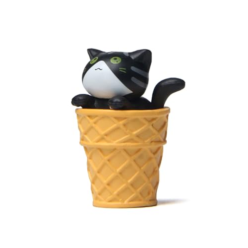 Huaqgu Tierfiguren Eiscreme Katzen Statue Miniatur Skulpturen Heimdekorationen Ideal Für Zimmer Tisch Schreibtisch Figuren Spielzeug Lustige Tierkatzen Heimdekorationen Ornamente Statuen von Huaqgu