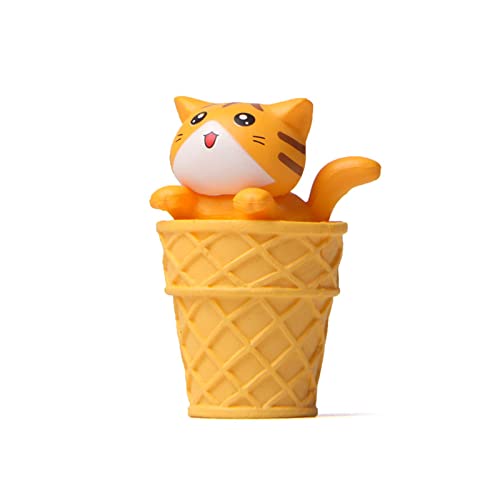 Huaqgu Tierfiguren Eiscreme Katzen Statue Miniatur Skulpturen Heimdekorationen Ideal Für Zimmer Tisch Schreibtisch Figuren Spielzeug Lustige Tierkatzen Heimdekorationen Ornamente Statuen von Huaqgu