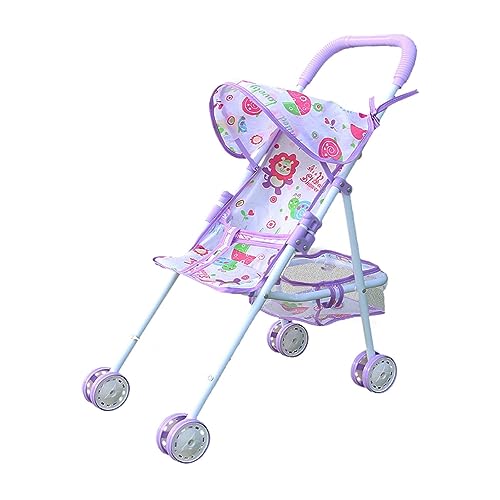 Babypuppenwagen | Zusammenklappbarer Puppenkinderwagen Für Kleinkinder | Rollenspielspielzeug Puppen Bugg Y Kinderwagen | Kinderspielzeug-Kinderwagen Für Bibi-Pupp e | Geeignet Für Kinder Ab 2 Jahren von Huasean