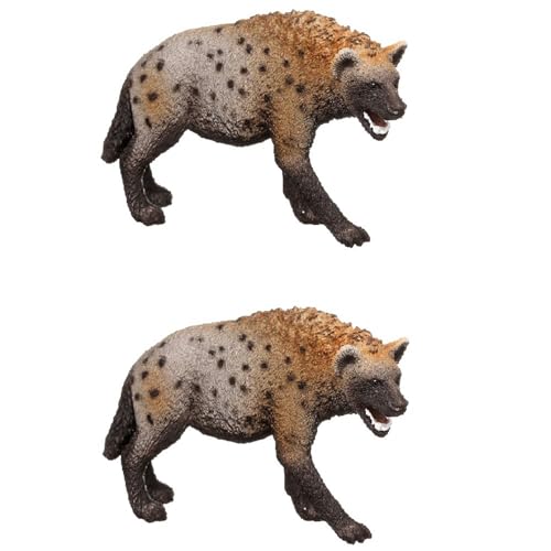Huasean 2PCS Hyäne Spielzeug 8,5 cm/3,4 Zoll Hyäne Figuren Modell Afrikanische Safari Tier Spielzeug Figuren Pädagogische Interessante Hyäne Modell Figur Kinder Vorschule Figur Spielzeug von Huasean