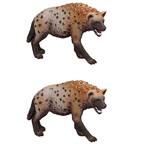 Huasean 2Stk Hyänen-Spielzeug, 8,5 cm/3,4 Zoll Hyänen-Figuren, Modell, Afrikanische Safari-Tier-Spielzeugfiguren, Pädagogisch Interessante Hyänen-Modell-Figur, Kinder-Vorschul-Figuren-Spielzeug von Huasean