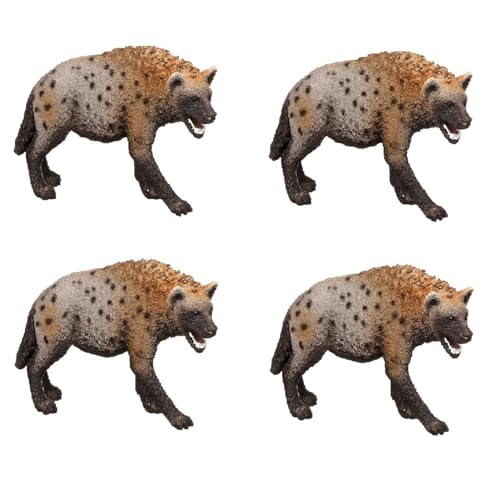 Huasean 4PCS Hyänenspielzeug 8,5 cm/3,4 Zoll Hyänenfiguren Modell Afrikanische Safari Tierspielzeugfiguren Pädagogisch Interessante Hyänenmodellfigur Kinder Vorschulfigur Spielzeug von Huasean