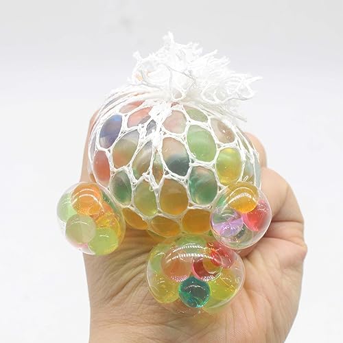 Huasean 6-teiliger Squeeze-Stressball – Regenbogen-Sensory-Squeezeball | Dekompressionsball, Netz-Wasserperlen, Stressabbau-Bälle | Farbwechselndes Sinnesspielzeug Zur Linderung Von Ängsten von Huasean