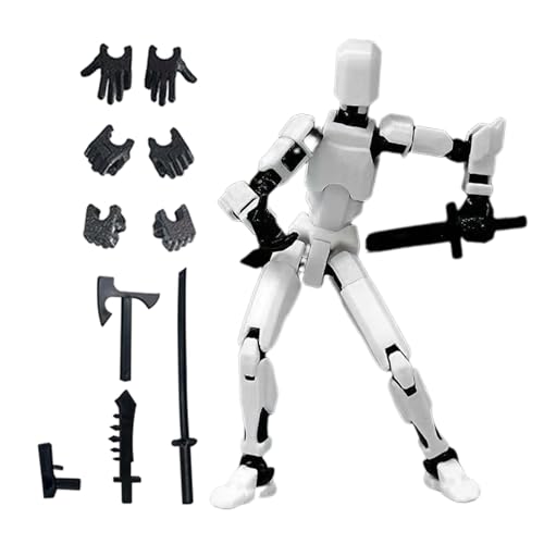 Huasean Titan 13 Actionfigur – T 13 Actionfigur, 3D-gedruckt, Mehrgelenkig, Beweglich | 3D-gedrucktes Mannequin-Spielzeug, Beweglicher Roboter Mit Mehreren Gelenken | Enthält 3 Handtypen Und 4 Waffen von Huasean