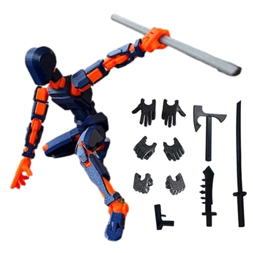 Huasean Titan 13 Actionfigur – T 13 Actionfigur, 3D-gedruckt, Mehrgelenkig, Beweglich | 3D-gedrucktes Mannequin-Spielzeug, Beweglicher Roboter Mit Mehreren Gelenken | Enthält 3 Handtypen Und 4 Waffen von Huasean