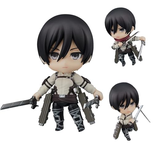 Huawealthy Eren Jaeger Levi Anime Figure Q Edition Changeable Face Movable Action Figure PVC Model Statu Ornaments with Accessories Desktop Decoration Gift for Fans von Huawealthy