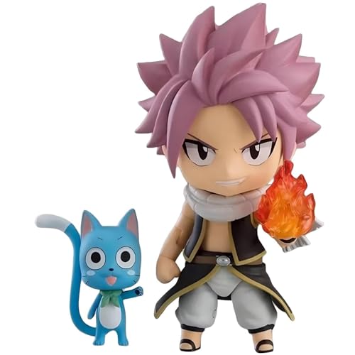 Huawealthy Natsu Dragneel Anime Figure Q Version Modeling 10cm Detachable Face-Changing Prop Anime Figure for Desk and Room Decoration and Collection von Huawealthy