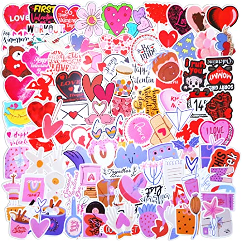 Huaxintoys Valentinstag Aufkleber Set, Aesthetic Herz Wasserdicht Vinyl Stickers für Fahrrad Koffer Helm Laptop Skateboard Auto Motorrad Graffiti Wasserflasche (100 Stück) von Huaxintoys