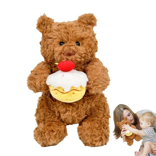 Huayeex Bär Stoffpuppe,Bär Plüschpuppe,Hold Cake Süßes Plüschtier Weiches Stofftier - Plüschtier, Stoffpuppe, Tierbraun, Heimdekoration für Kinder und Mädchen von Huayeex