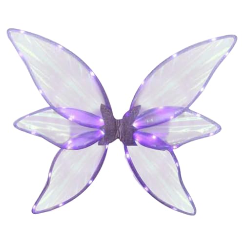 Huayeex Funkelnde transparente Flügel,LED-Leuchtflügel mit 6 Stück Flügeln - Cosplay-Flügel für Halloween-Cosplay-Feiertagsparty, leuchtende Accessoires für Kinder, Mädchen und Frauen, Cosplay-Flügel Huayeex Funkelnde transparente Flügel,LED-Leuchtflügel mit 6 Stück Flügeln - Cosplay-Flügel für Halloween-Cosplay-Feiertagsparty, leuchtende Accessoires für Kinder, Mädchen und Frauen, Cosplay-Flügel von Huayeex
