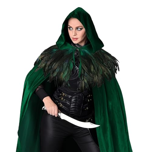 Huayeex Halloween Kapuzenumhang - Mittelalter Renaissance Kostüm Verkleidung Umhang,Samt Cape Unisex Für Renaissance Hexe Erwachsene Damen Herren Cosplay Huayeex Halloween Kapuzenumhang - Mittelalter Renaissance Kostüm Verkleidung Umhang,Samt Cape Unisex Für Renaissance Hexe Erwachsene Damen Herren Cosplay von Huayeex